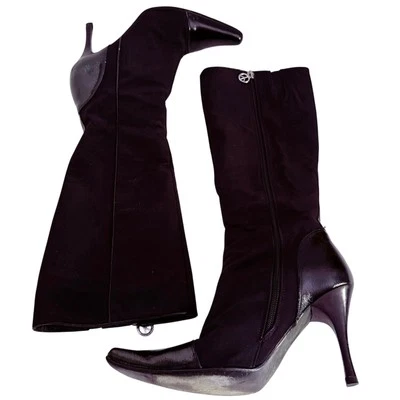 Donald J. Pliner Couture Vica tela elástica charol ribete tacón botas 7.5 Foto 1 de 4