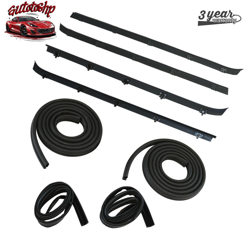 Fits for Chevy GMC Truck Front Door Window Sweep Felts Weatherstrip Seals Kit Foto 1 de 4