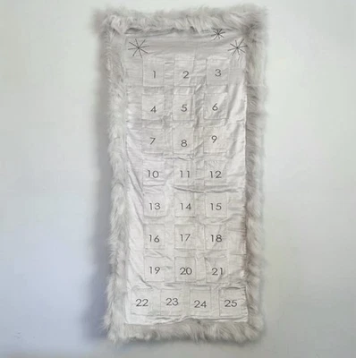 Monique Lhuillier and Pottery Barn Kids Christmas Advent Calendar Faux Fur White - Image 1 of 4