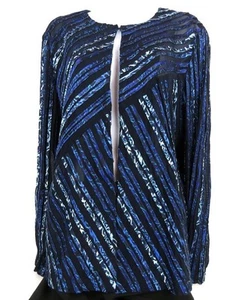 Travelers Collection By Chico's Blue Appliqué Cardigan Coverup Jacket Size 3 - Picture 1 of 8