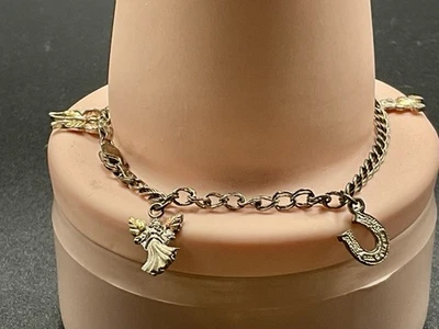 Berloques de ouro esterlina 12k Black Hills pulseira corrente 7 polegadas vintage - Imagem 1 de 4