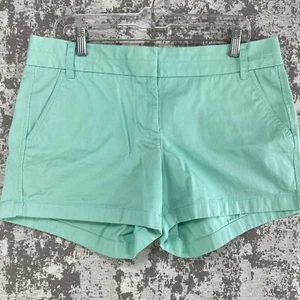 J.CREW Shorts Women's Flat Front Slash Pocket Summer Classic Fit Chinos 10 Teal - Picture 1 of 13