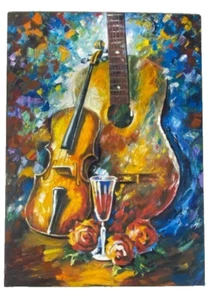 Strings, Wine, and Roses original oil Painting 1/1 - Picture 1 of 5