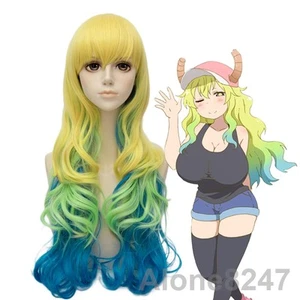 Peluca ondulada Quetzalcóatl Lucoa Ombre anime criada dragón criada peluca cosplay - Imagen 1 de 3