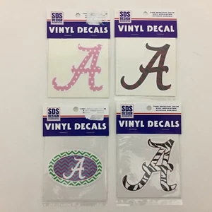 Alabama Crimson Tide Set Of 4 Vinyl Decal 3" Alabama Script A Chevron Polka Dot - Picture 1 of 9