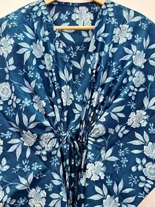 Blaues Kaftan Maxikleid Damen Blumen Kleid Loungewear schnelle Farbe KOSTENLOSER VERSAND - Bild 1 von 7