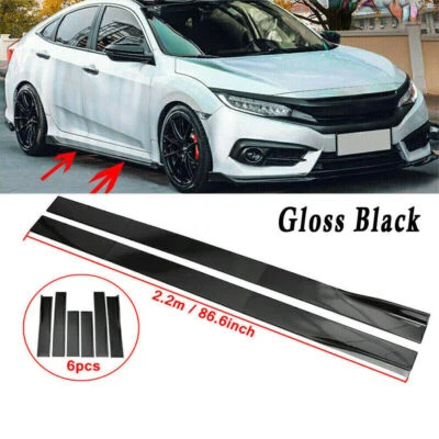 Gloss Black Side Skirts Extension Panel Lip For Honda Civic Sedan 4DR 2016-21 US - Изображение 1 из 4