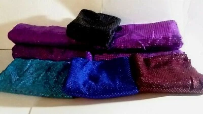Lot/8 Pieces Sequined Fabric Asst Colors NEW - Purple, Black, Maroon, Teal & Blu - Image 1 of 4