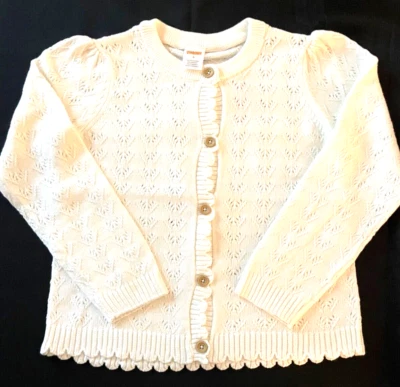 Suéter Cardigã GYMBOREE Pointelle - Off-White - Novo com etiquetas Meninas 6 - Imagem 1 de 2
