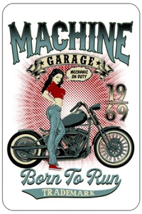 Machine Garage Born to Run sign Metal funny man cave house decor A60 - Picture 1 of 1