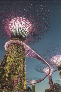 MR ALE New Image Card 4"x6" UNP B2129 Purple Lit Towers Trees in Base - Picture 1 of 2