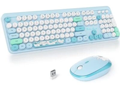 Wireless Keyboard and Mouse Combo 2.4GHz Retro Typewriter Keyboard 104 Full S... - Image 1 of 4