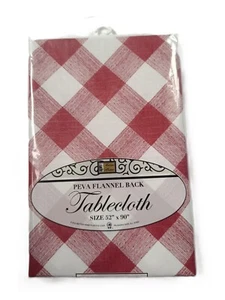 Size 52" x 90" Oblong Tablecloth Peva Flannel Back Table Cloth Seats 6-8 #D - Picture 1 of 2