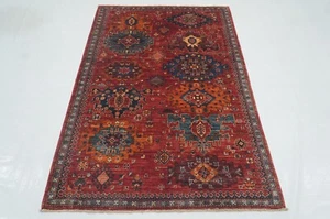 4 x 6 ft Red Traditional Afghan Hand Knotted Wool Oriental Area Rug - Picture 1 of 15
