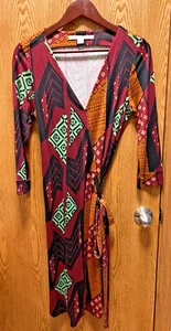 Vestido envolvente estampado tribal jersey de seda Julian Two de Diane Von Furstenberg talla 10 - Imagen 1 de 13