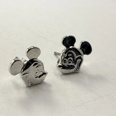 Aretes Disney Cabeza Mickey Mouse Icono Tono Plata Años 90 Caja de Regalo Foto 1 de 4