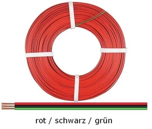 Modellbahnkabel, Drillingslitze, 5 / 25 / 50 m,  3 x 0,25 mm² - Roco-Farben - Bild 1 von 4