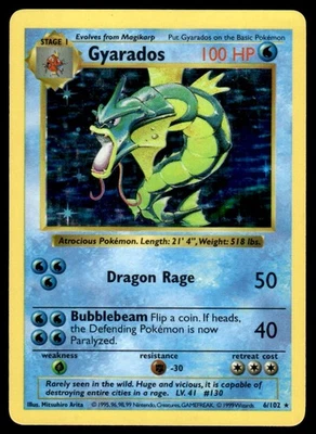 Pokemon TCG Base Set (Shadowless) #6/102 Gyarados LP - Image 1 of 2