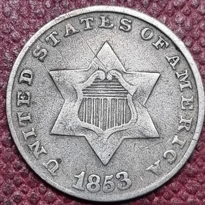 1853 Three Cent Piece 3c Silver Trime Higher Grade XF #96631 - Image 1 of 2