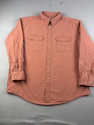 LL Bean Shirt Mens Size XL Orange Sun Washed Canvas Button Up Long Sleeve Hiking - Image 1 of 4