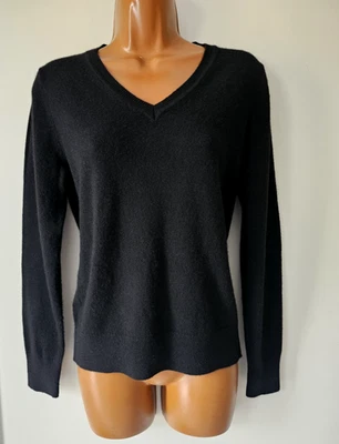Quince 100% 羊绒 V 领长袖黑色毛衣。 S 码 — 第 1/4 张图片