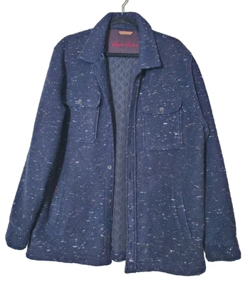 Robert Graham Mens Large Jacket Wool Blue Quilted Lining Barn Coat Shacket EUC - Image 1 of 4
