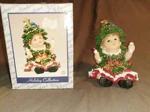 Cornerstone Creations Christmas Tree Girl Holding Candles Resin Figurine 4"X3" - Picture 1 of 10