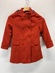 Girls Monsoon Double Breasted Coat Sz 9 10 Years Detachable Hood Burnt Orange - Picture 1 of 8