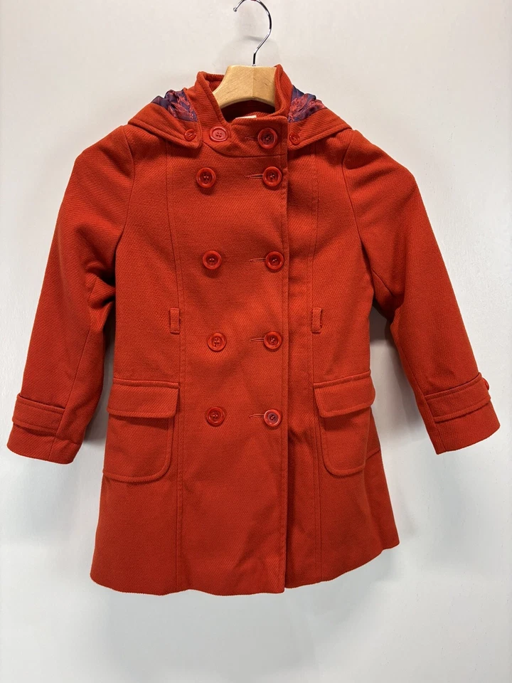 Girls Monsoon Double Breasted Coat Sz 9 10 Years Detachable Hood Burnt Orange - Image 1 of 4