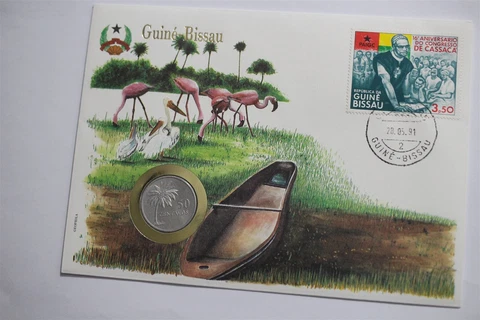 🧭 🇬🇼 GUINEA BISSAU 50 CENTAVOS 1977 COIN COVER B48 #95 Cover
