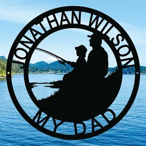 custom metal sign,personalized father and son fishing monogram wall decor - Picture 1 of 8