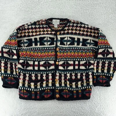 EXPRESS TRICOT CHUNKY WOOL HAND KNIT CARDIGAN SWEATER M/L Cottagecore Grannycore - Image 1 of 4