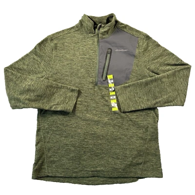 Chaqueta Eddie Bauer Para Hombres Mediana Verde Capa Nube Pro Cuarto Cremallera Cuello Simulado Foto 1 de 4