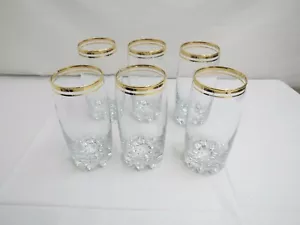 NEW SET OF 6 VALENCIA HIGH BALL GLASSES 12.5 OZ HAND DECORATED 24 KARAT GOLD - Picture 1 of 4