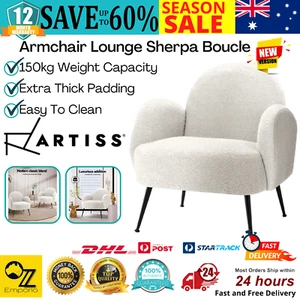 Artiss Armchair Lounge Chair Armchairs Accent Arm Chairs Sherpa Boucle White NEW - Picture 1 of 13