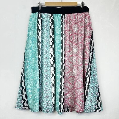 Falda Midi Lane Bryant Patrón Forrado de Cachemira Cintura Elástica Plus Verano Colorida Foto 1 de 4