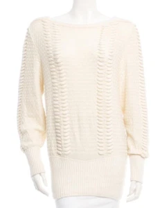 Auth CHANEL Long IVORY Cashmere SWEATER with BRAND Logo - Picture 1 of 3