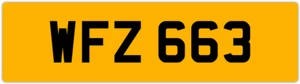 WFZ 663 W 3X3 DATELESS PRIVATE NUMBER PLATE WILL WIL WENDY WES WALT WAYNE WOLF - Picture 1 of 1