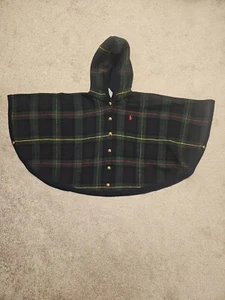 Polo Ralph Lauren Girls Plaid 100% Wool Poncho Size 6/6X NWT  - Picture 1 of 6