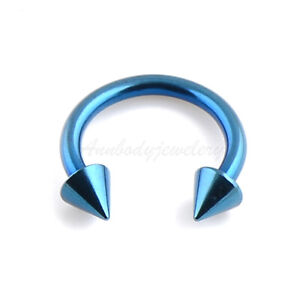 14G 16G Anodized 316L Steel Spiked Horseshoe Circular Barbell Ears Labret