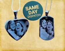 Personalised Engraved Necklace Dog Tag, Heart, Square Pendant, Photo Image Text
