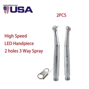 2X Manipolo LED ad alta velocità dentale testa standard spinta 3 spray 2 fori~top - Foto 1 di 15