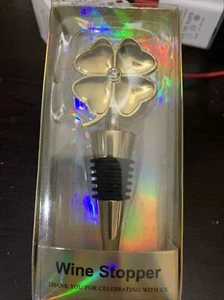 Gold wine stopper with flower On Top - Picture 1 of 2