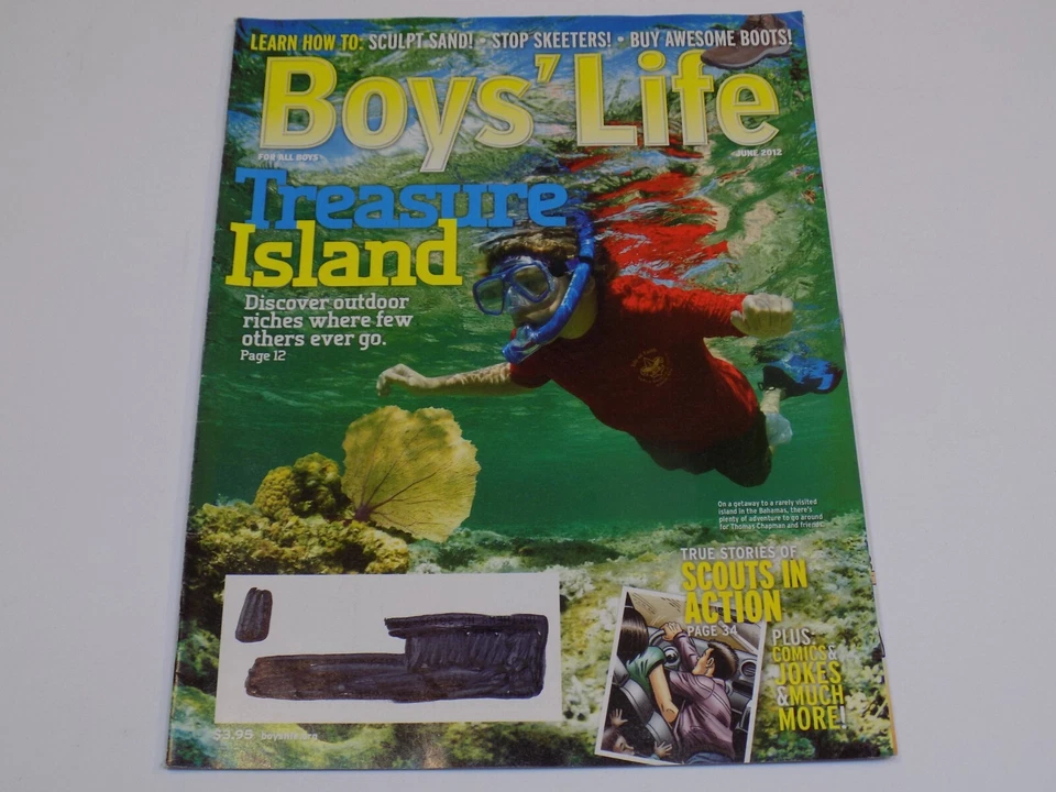 Boys Life Magazine June 2012 Scouts Action Treasure Island Sculpt Sand Buy Boots Foto 1 de 1