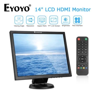Eyoyo Portable 1024x768 14in LCD Monitor VGA HDMI AV Display for Security Camera - Image 1 of 4