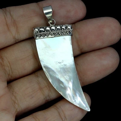 925 Sterling Silver Pendant Fancy Mother Of Pearl Natural Gemstone Jewelry - Image 1 of 4