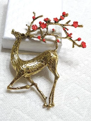 复古灵感圣诞驯鹿花朵胸针吊坠惊艳! — 第 1/4 张图片