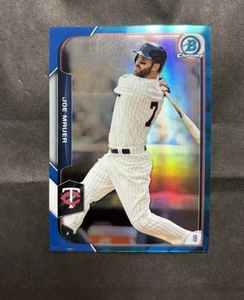 2015 Bowman Chrome Blue Refractor Joe Mauer /150 MN Twins #52 - Bild 1 von 2