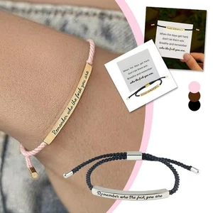 Remember Who You Are Engraved Bracelet Handwoven Adjustable Daily wear♈ - Picture 1 of 15