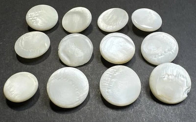 "Lote 12 botones vintage de vástago madreperla tallados fregona 3/4-7/8"" carcasa" Foto 1 de 4